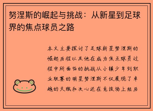努涅斯的崛起与挑战：从新星到足球界的焦点球员之路